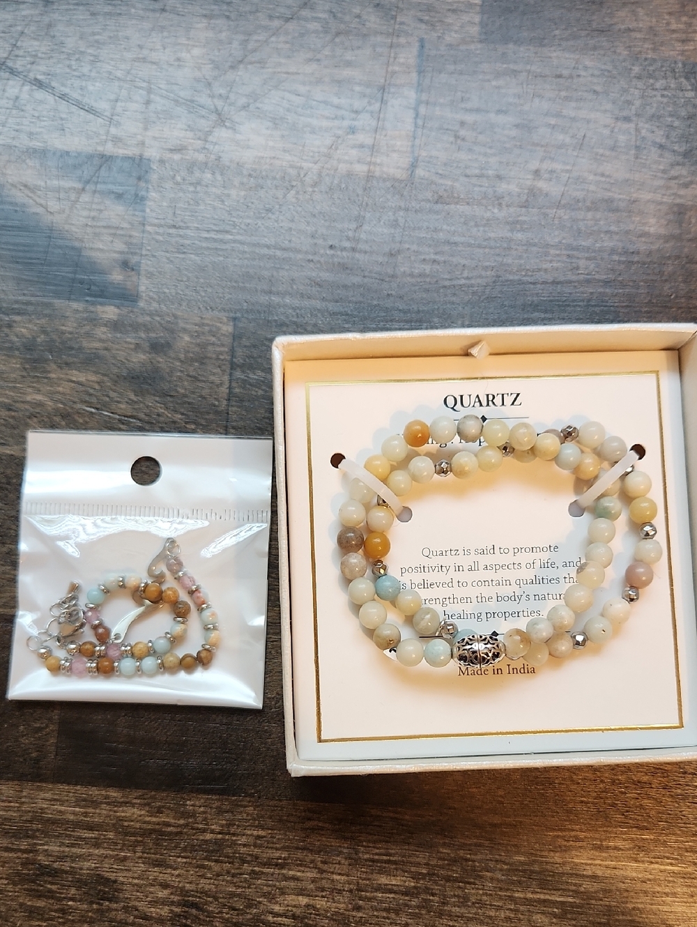 Quartz Multicolor Beaded Bracelet Set - Earthtones